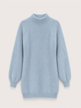 Cozy Mock Neck Sweater Dress in Light Blue